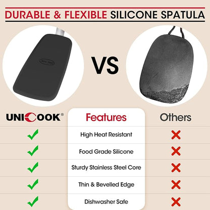 Unicook 4 Pack Flexible Silicone Spatula, 600F Heat Resistant, Crepes and More - Image 8