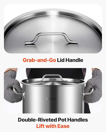 VEVOR Stainless Steel Stockpot, 42 Quart Large Cooking Pots, Cookware Sauce Pot - Image 10