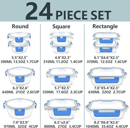 12 Pack Glass Food Storage Container Set - Image 2