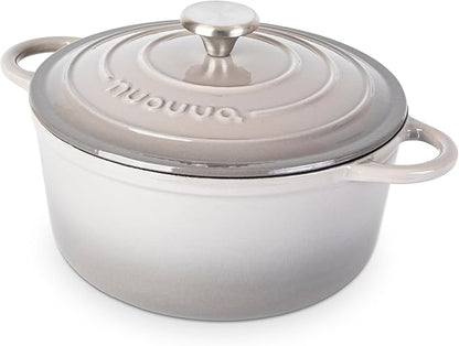 Cast Iron Pot with Lid – Non-Stick Ovenproof Enamelled Casserole Pot, Oven Safe by Nuovva