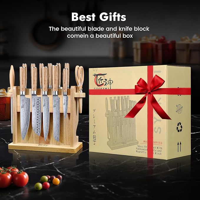 SYOKAMI 2026 Upgrade Knife Set 14 Japanese Style Kitchen Knife Set - Image 9