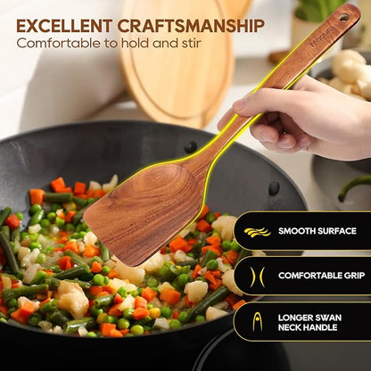 Wooden Spoons for Cooking, Comfortable Grip, Heat Resistant Kitchen Utensils - Image 6