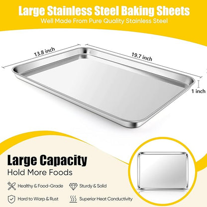 Homikit Baking Pan Sheet Set of 2, Stainless Steel Cookie Sheets Tray - Image 2