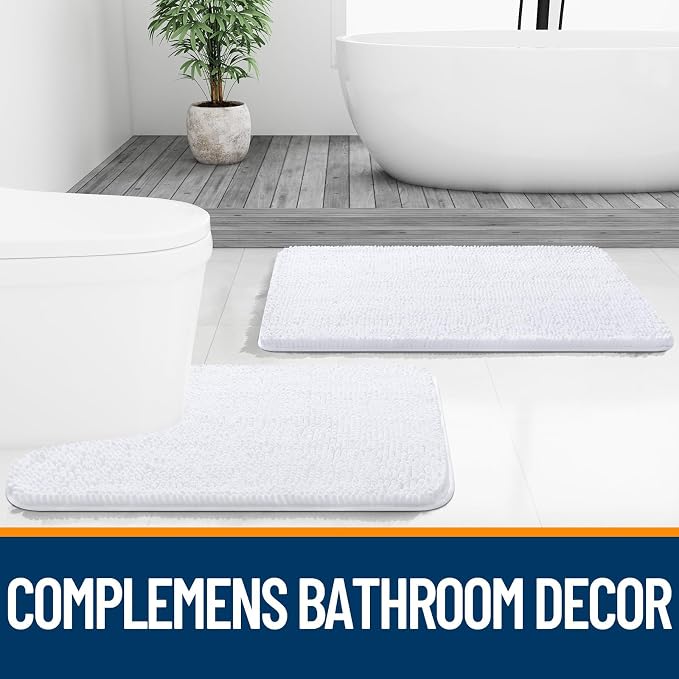 OLANLY Toilet Rugs U-Shaped 20x20, Extra Soft Absorbent Chenille Contour - Image 7