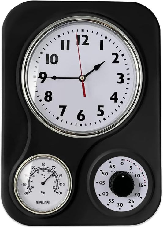 Lily's Home - 9.5 Inch x 12.5 Inch - Retro Kitchen Wall Clock, Vintage Wall by LilysHome
