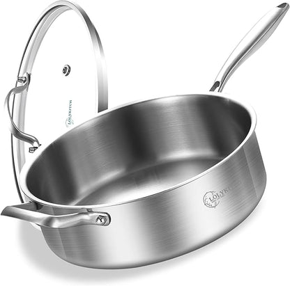 LOLYKITCH 5 QT Tri-Ply Stainless Steel Sauté Pan, 12 Inch Deep Frying Pan by LolyKitch