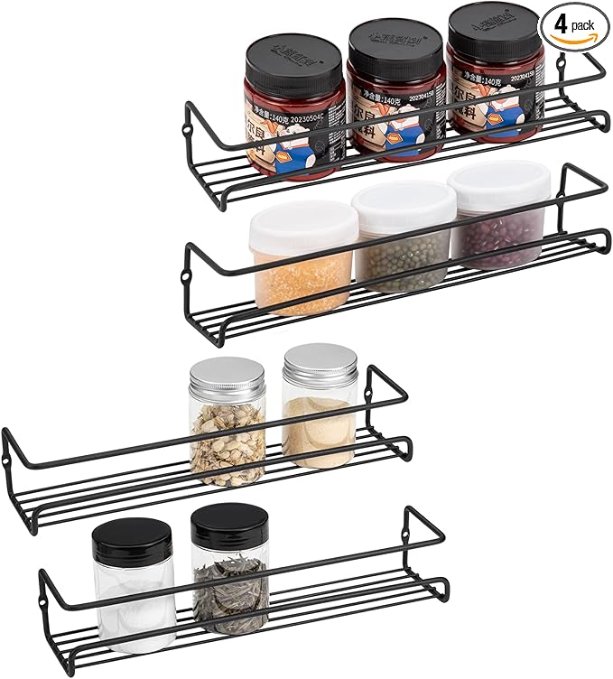 ROFAY Spice Rack Organiser, 4 Pack Wall Mounted Tier Shelf by ROFAY