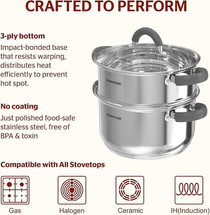 SUNHOUSE 3 Quarts Steamer Pots - Image 3