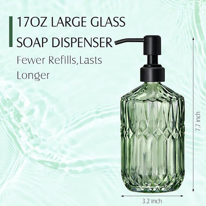 COHOSEGE 17 Oz Green Glass Kitchen Soap Dispenser - Image 6