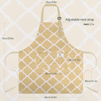 2 Pieces Aprons for Women with Pockets, Cotton Linen Waterproof Kitchen Cooking - Image 2