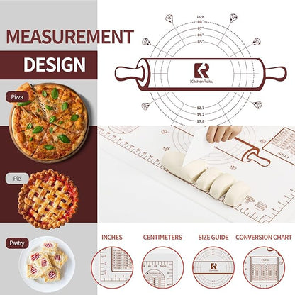 Silicone Baking Mat 20"L x 28"W, Extra Thick Dough Rolling Pad - Image 5