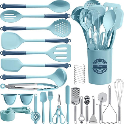 Kikcoin 43Pcs Large Kitchen Utensils Set by Kikcoin