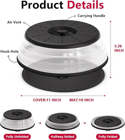 WVM Microwave Splatter Cover & Mat, Vented Collapsible Splatter Guard dish - Image 6