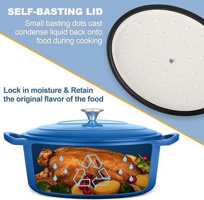 E-far 7QT Oval Dutch Oven Pot - Image 6
