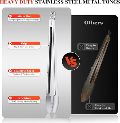 Grill Tongs - 17 Inch Extra Long BBQ Tongs, Heat Resistant Stainless Steel - Image 5