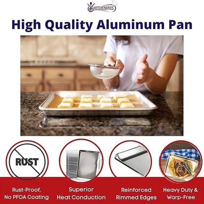 KITCHENATICS Aluminum Half Sheet Size Baking Pans, Nonstick Cookie Sheets - Image 4