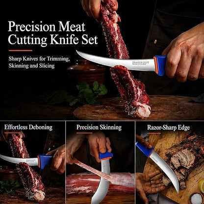 DRAGON RIOT 3 Pcs Butcher Knife Set, Stainless Steel Boning & Carving Knives - Image 5