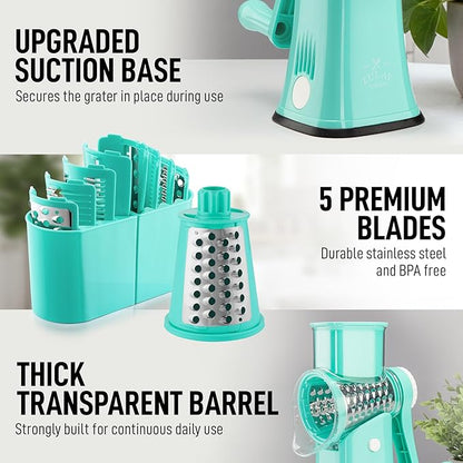 Zulay Kitchen Rotary Cheese Grater 5 Blade Cheese Shredder - Image 7