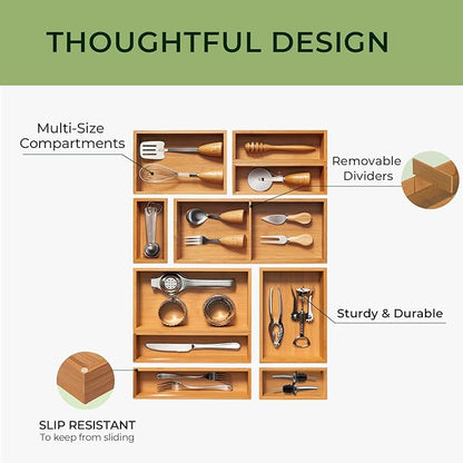 keechee 10-Piece Bamboo Drawer Organizer Set, 2.2" Deep Multi-Use Organizers - Image 6