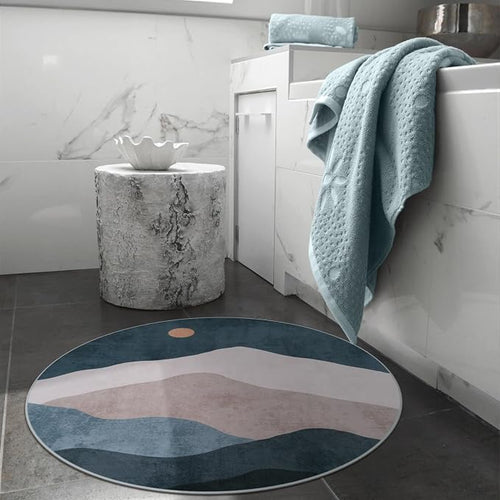 3ft Abstract Round Rug, Boho Washable Non-Slip Mountain Rugs - Image 2