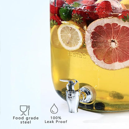 2 Gallon Drink Dispenser with 2 Press Type Spigot, Sun Tea Glass Mason Jar - Image 4