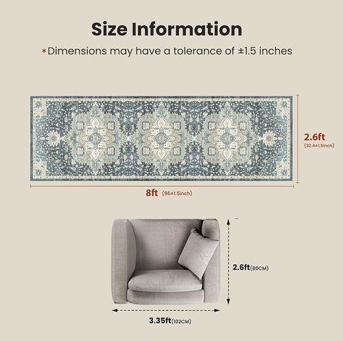 AMADA HOMEFURNISHING 2'6"x8' Washable Area Rug, Low-Profile Entryway Rug - Image 2