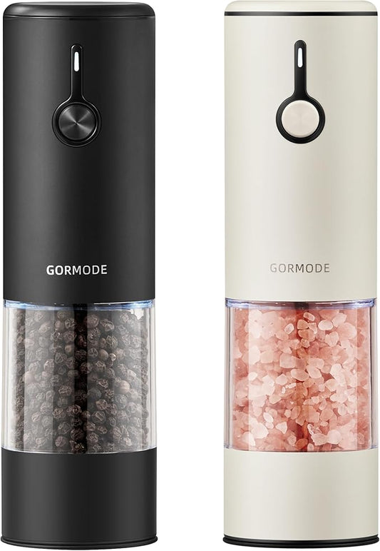 Stainless Steel Rechargeable Electric Salt and Pepper Grinder Set, USB Charging by GORMODEOfficial