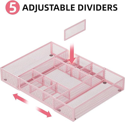 Marbrasse Expandable Desk Drawer Organizer, Mesh Tray - Image 3