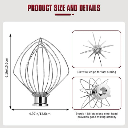 Whole Stainless Steel K45WW Whisk Attachment - Image 3
