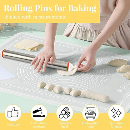 Adjustable Rolling Pin with 4 Thickness Rings - Image 5