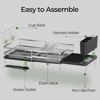 Large Dish Drying Rack, Expandable Dish Rack, Stainless Steel Anti-Rust Dish - Image 8