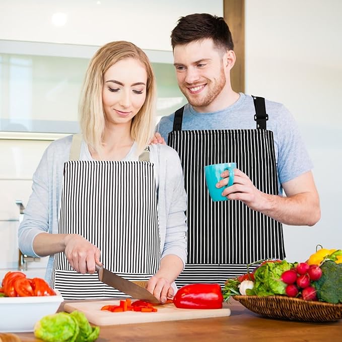 2 Pack Aprons for Women with Pockets, Kitchen Cooking Apron for Men, Adjustable - Image 6