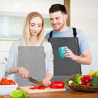 2 Pack Aprons for Women with Pockets, Kitchen Cooking Apron for Men, Adjustable - Image 6