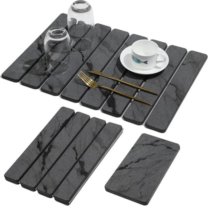 2 PCS Stone Dish Drying Mat for Kitchen Counter, Quick Dry Stone Dishes Mats by linidcoudhome