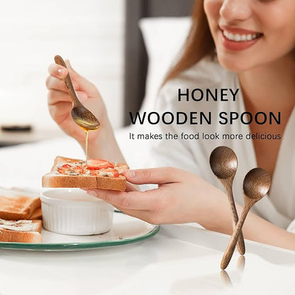 6 PCS Wooden Spoons for Honey, 6.7 inch Small Wooden Spoons - Image 3