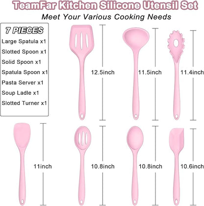 TeamFar Silicone Cooking Utensil Set of 7, Kitchen Nonstick Tools Turner Spoon - Image 2