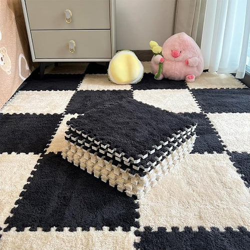 12pcs Carpet Squares Puzzle Floor Mat, Plush Interlocking Carpet Tiles by Unknown