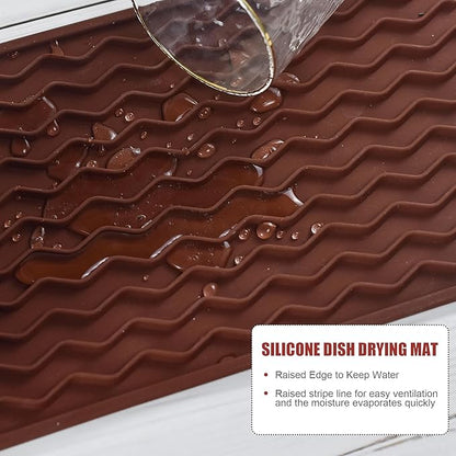Silicone Dish Drying Mat, Non-Slip Easy Clean Sink Mat Large Heat-resistant - Image 4