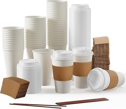 JOLLY PARTY 16 oz Paper Coffee Cups, Disposable Paper Coffee Cup by JOLLYPARTY