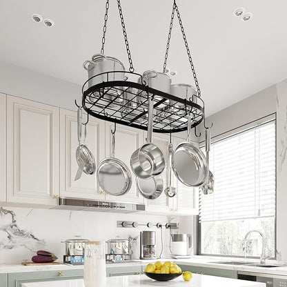 24.4” Metal Pot Rack Hanging, Oval Pan Rack Hanging - Image 9
