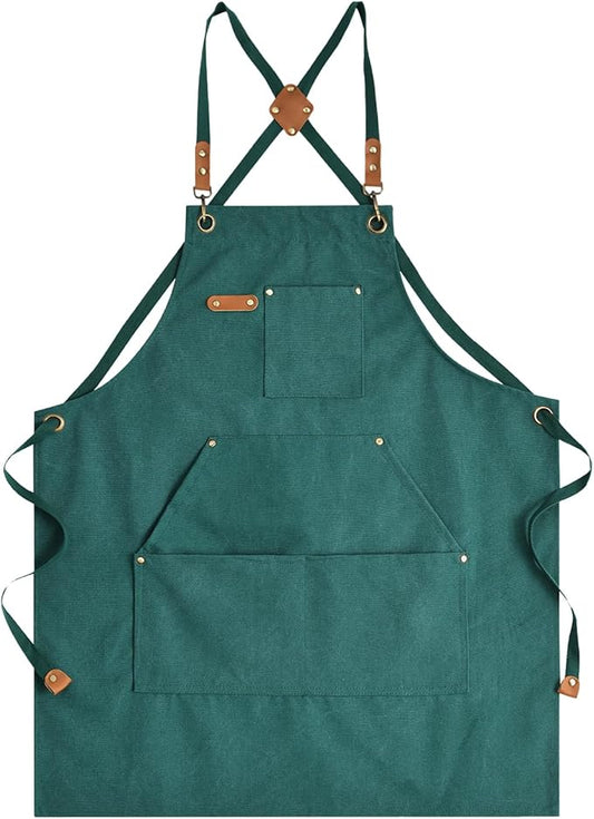 Aoomzoon Canvas Aprons for Men Chef Apron, Work Apron - 16oz Heavy Duty Cross by Aoomzoon