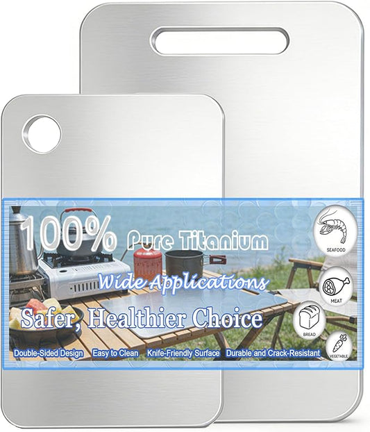 100% Pure Titanium Cutting Board Set of 2, Double-Sided Titanium Cutting Boards by Unknown