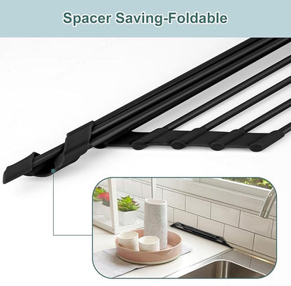 MERRYBOX Triangle Roll Up Dish Drying Rack Over The Sink, 2025 Anti-Rust Sink - Image 8