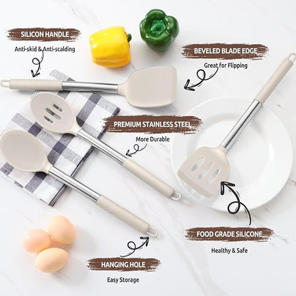 E-far Cooking Utensils Set of 4, Silicone Kitchen Utensils - Image 4