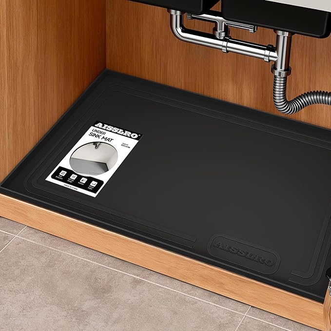 Aisslro Under Sink Mat 31" X 22", Waterproof Silicone Under Sink Mats by AisslroDirect