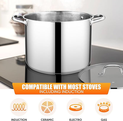 E-far 16 Quart Stainless Steel Stock Pot, Large Heavy Duty Induction Stockpot - Image 5