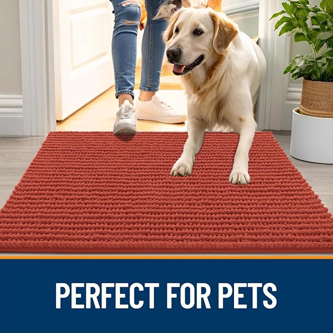 OLANLY Dog Door Mat for Muddy Paws 36x24, Ultra Absorbent Chenille Mud Doormat - Image 6