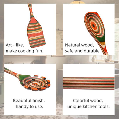7-Pcs Kitchen Utensils Set –Pakkawood Wooden Spoons - Image 3