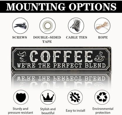 Coffee Metal Tin Signs, Coffee We're the Perfect Blend, Farmhouse Kitchen Decor - Image 3