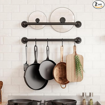 KES 110lb High-Capacity Pot Rack Wall Mounted Set of 2, 16 Inch Pot Hangers by KES